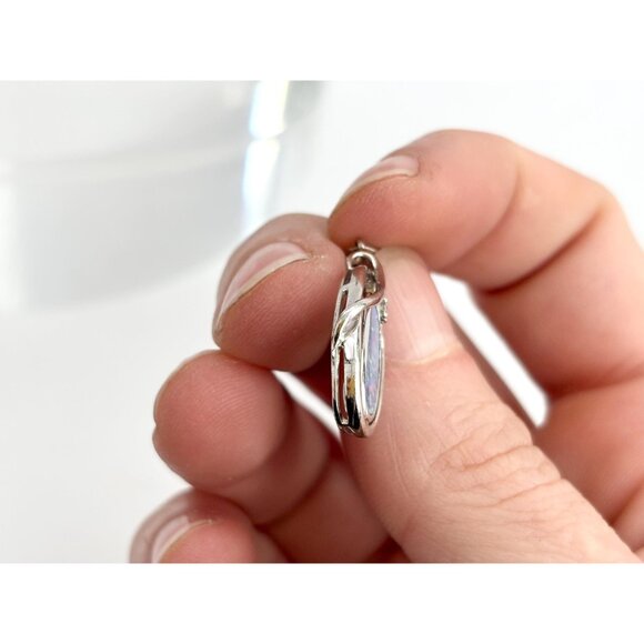 RARE Australian Opal Oval Crossover Swirly Sterling Silver 925 Vintage Pendant - Picture 9 of 9